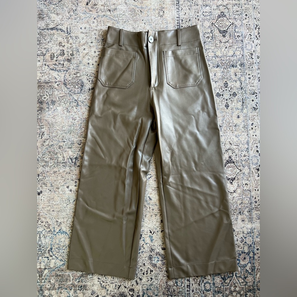 Anthropologie Maeve The Colette Faux-Leather Crop Wide-Leg Pant